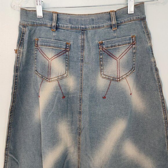 Agressor Denim Skirt Women Blue Maxi Modest Jean Vintage 90's 80s Button Up XL - Picture 4 of 15
